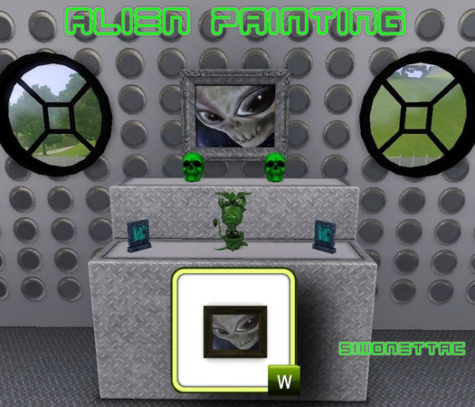 Sims 3 — Alien painting by SimonettaC — Painting of an Alien on canvas. My first custom object!