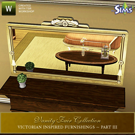 Sims 3 — VanityFair Part IV Fireplace Mirror by Cashcraft — A vintage Victorian 2x1 fireplace mirror in antique gold or