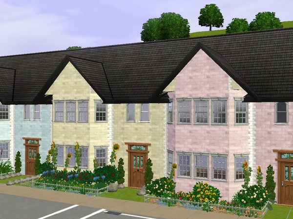 Sims 3 — Colourful Terrace Houses by hssbcf — Make your sims neighbourhood look more realistic with these wonderful