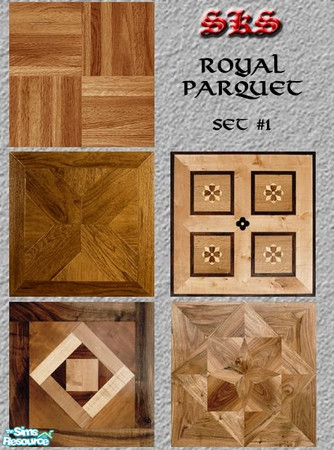 Sims 2 — Royal Parquet Wood Floor Set by 71robert13 — A set of 5 parquet floors uing an assortment of woods &