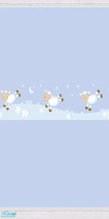 Sims 2 — Blue Nursery Paint 2 by sallyhails — With Baby Lambs Border.