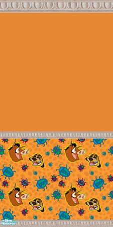 Sims 2 — Lion King Walls - Timon & Pumbaa by foxysensei — Timon and Pumbaa spruce up this bright orange wall for