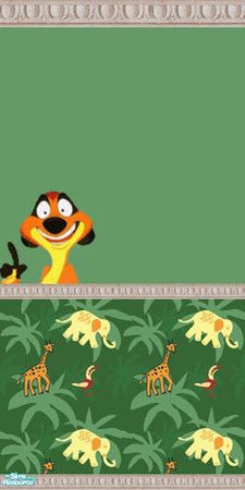Sims 2 — Lion King Walls - Green, Timon by foxysensei — A set of 3 green walls: Plain, Simba and Timon.