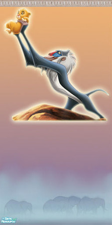 Sims 2 — Lion King Walls - Elephants, Rafiki by foxysensei — Elephants at the base, travelling across the Serengeti. Part