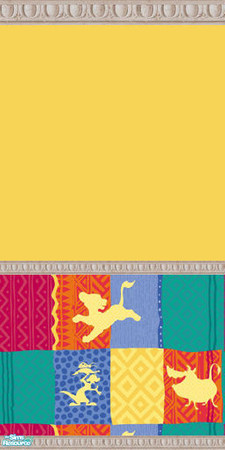 Sims 2 — Lion King Wall- Yellow with Stencils by foxysensei — Children's wallpaper with the Lion King theme at the base,