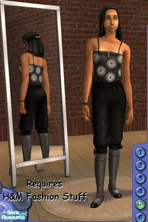 Sims 2 — Jane Overalls in Black Courderoy by Jron — A recolor of one of my fav H&M outfits!