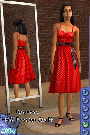 Sims 2 — Belle Halter in Red and Black by Jron — A recolor of one of my fav H&M dresses!