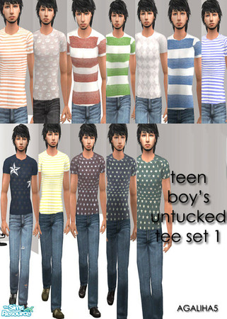 Sims 2 — Teen Boy's Untucked Tee Set 1 by agaliha5 — This set has twelve untucked tees that go with the untucked pants
