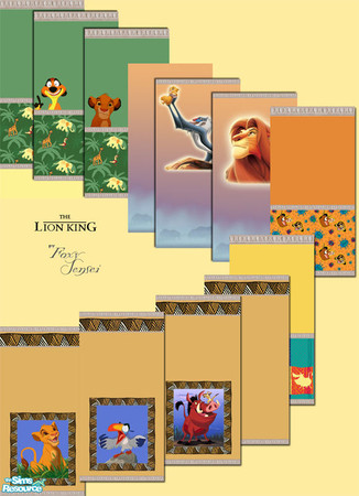 Sims 2 — Lion King Walls SET by foxysensei — Disney's "The Lion King" for your Sim kids. In Green, Yellow, Tan,