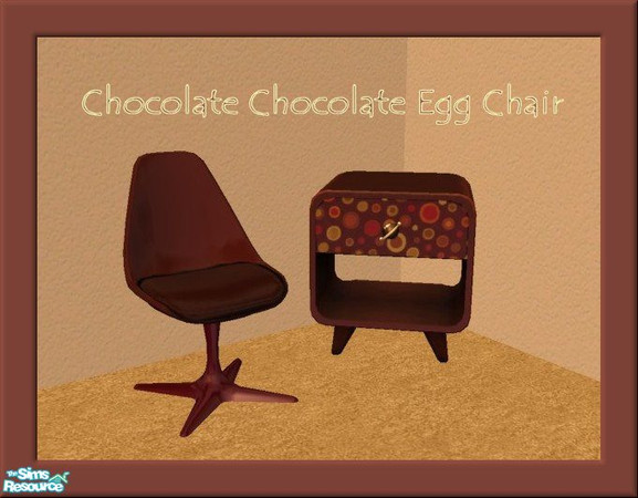 Sims 2 — Chocolate -Chocolate Eggchair by jeni — A Chocolate Egg chair with a chocolate cushion.