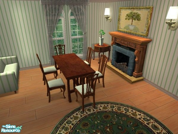 Sims 2 — Sage Green and Gold Dining Room by foxysensei — Sage Green & Gold Dining Room: A lovely golden green set,