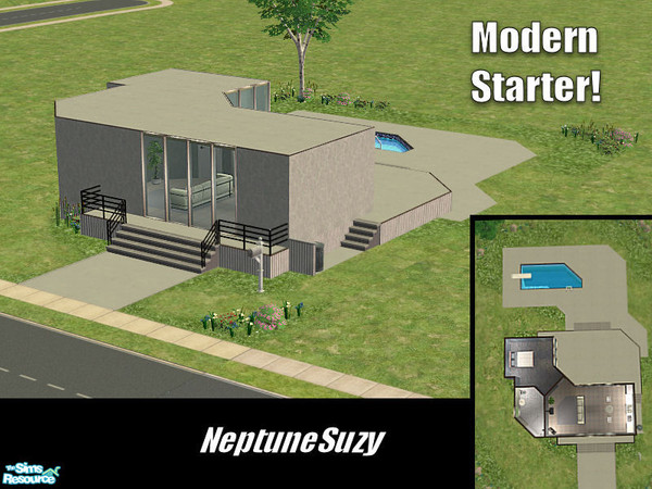 Sims 2 — NSC Starter House 29 by Neptunesuzy — Your sims will love this 1 bedroom Modern Starter House complete with