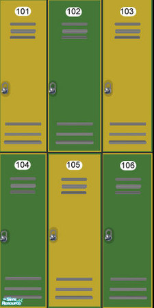 Sims 2 — Gold and Green Locker Wall by ad27 — These looks great in changerooms, schools, around pools, etc. Each wall