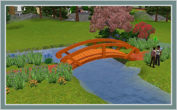 Sims 3 — Decorative Bridge by Dgandy — Covers up to a 6 tile wide stream. Decorative only.....Sims can NOT walk on it.
