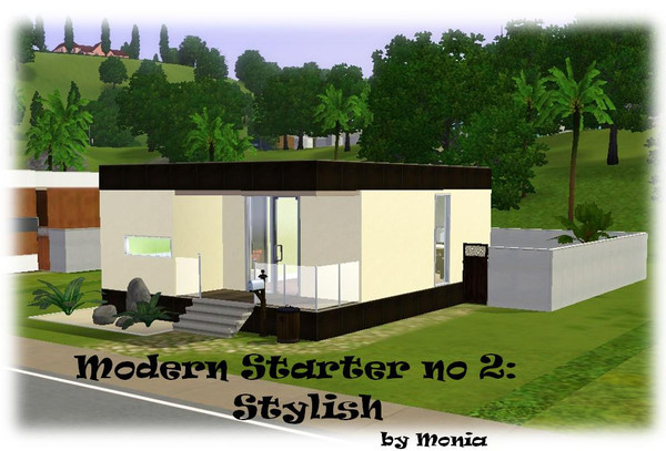 Sims 3 — Modern Starter 2: Stylish by monikaparus — This modern starter home is perfect for a single sim or a couple. It