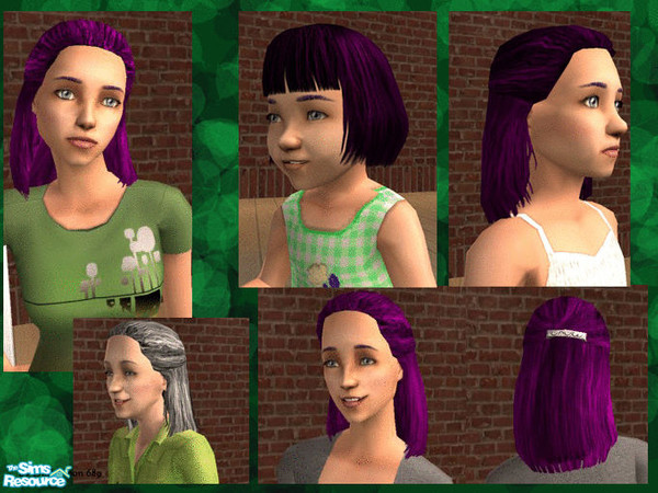 Sims 2 — Maxis barrette in purple NO BANGS by DarkMoon689 — I really like this hairstyle and used it almost as often as