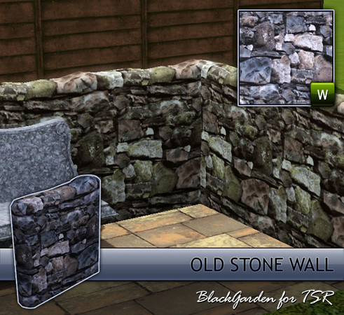 Sims 3 — Old Stone Wall by BlackGarden — An old stone wall, inspired by the English Lake District. With four recolourable