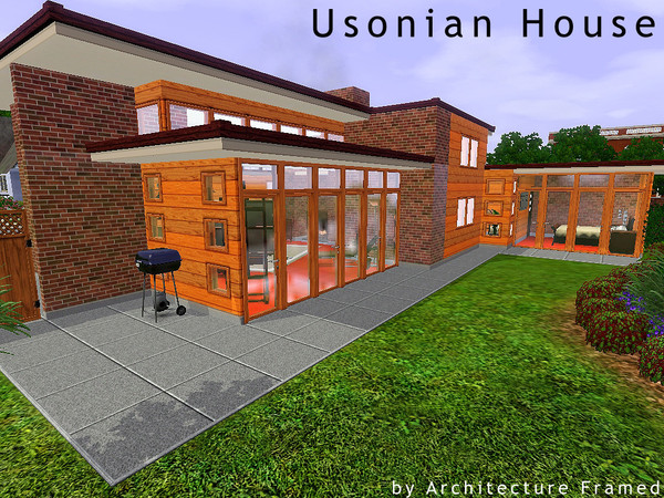 Sims 3 — Usonian House by framedarchitecture — Inspired by Frank Lloyd Wright's first Usonian House (1936), this