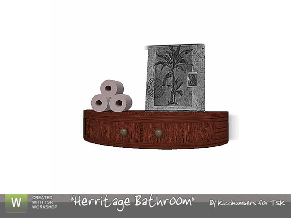 Sims 3 — Herritage Bathroom Shelf by TheNumbersWoman — Shelving for the Bathroom. By RicciNumbers at TSR.