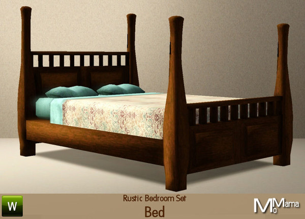 Sims 3 — NK Farmhouse BR Bed by MoMama — A double bed in a farmhouse style. By MoMama. TSRAA. NOTE: There has been a
