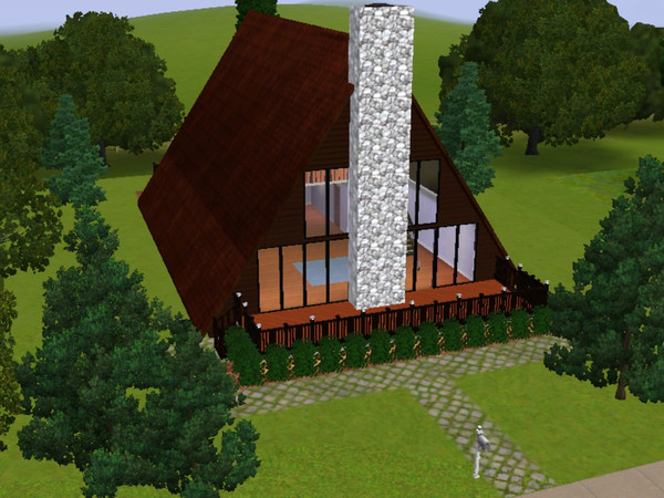 Sims 3 — Home Sweet Home A Frame by JeziBomb — Cute little A Frame with small rose garden. 3 bedroom, 1 bath. Balconies