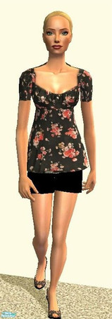 Sims 2 — D&G outfit by H!b!sCuS — D&G flower-top with black shorts