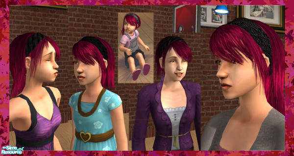 Sims 2 — WINE and recolors of  XMS Hair Mesh 035 by DarkMoon689 — My recolor, retexture, and alpha edit of XM SIMS great