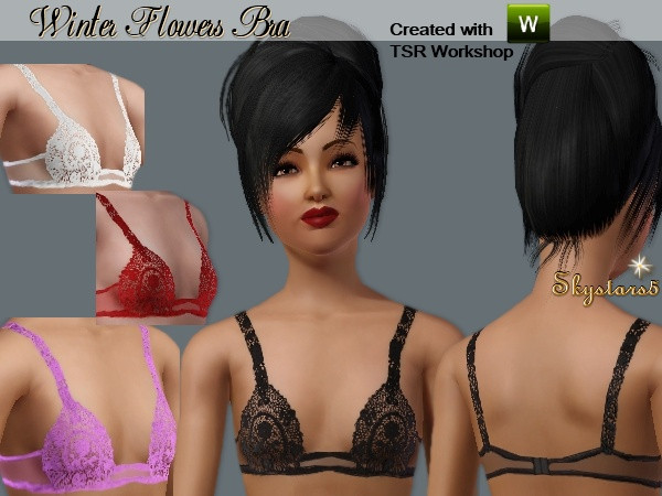 Sims 3 — Winter Flowers Bra by skystars5 — Soft and lovely sheer lace bra.