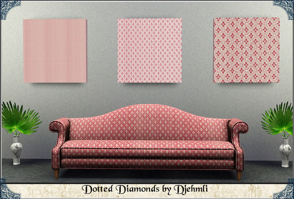 Sims 3 — Djem_Dotted Diamonds by djehmli — A pattern of stacked dots in diamond honeycombs. Two color-able palettes