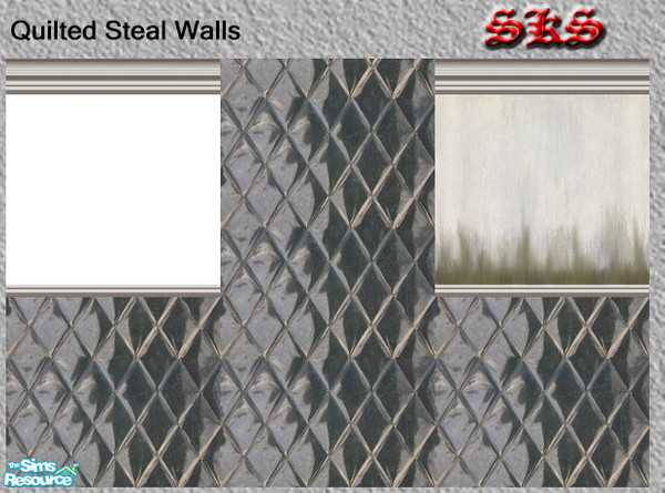 Sims 2 — Quilted Steel Set by 71robert13 — Diamond quilted stainless steel wall panels. Ideal for kitchens at home or