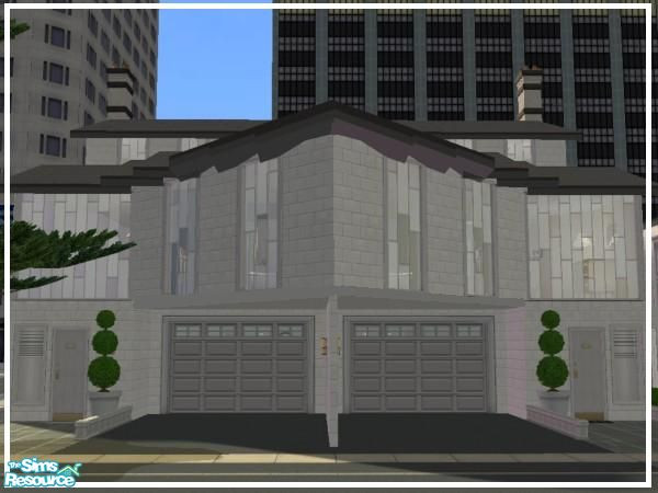 Sims 2 — Triangulum Apartments by -kalisa- — 3 apartment units: two bigger apartments have a garage, 3 bathrooms, 2