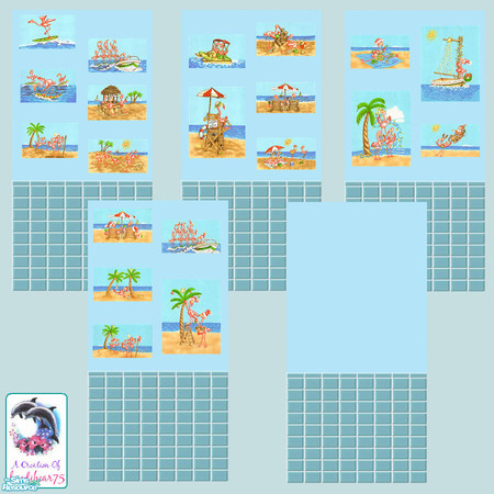 Sims 2 — Flamingo Beach BLUE HB75 $1 by hiedibear75 — Cute & comical flamingos frolic on the beach &
