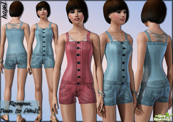 Sims 3 — Romper  by hasel — 3 recolourable palets.. Teen to adult.. Enjoy..