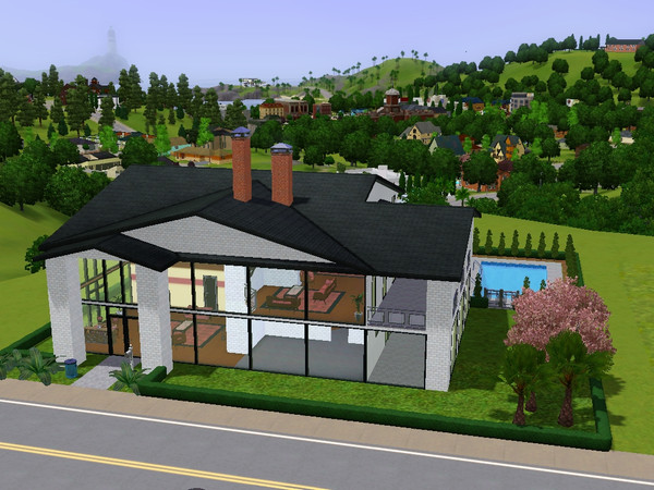 Sims 3 — Parklawn Pl by skagrl7250 — 3 bedrooms, 4 bathrooms, living room, family room, office, pool.