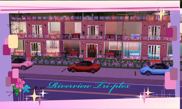 Sims 3 — Riverview Tri-plex by adts78 — This tri-plex has a great view of the river. Each unit has one bedroom, one