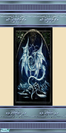 Sims 2 — blue mystical dragon by shay86 — a metal frame moulding with cream paint and a mystical dragon. skinflin created