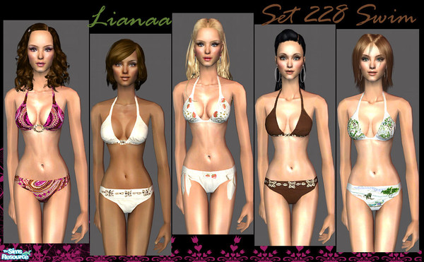 Sims 2 — Set 228 Swim by Lianaa — Set 228 Swim - 5 2-piece swimsuits for the hot summer days 