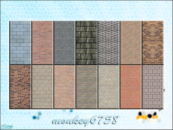 Sims 2 — Brick Wall Set 02 by monkey6758 — 