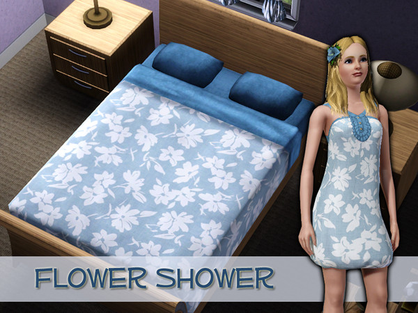 Sims 3 — Flower Shower by kittyispretty69 — A flower pattern with a canvas look background. Three recolorable parts.