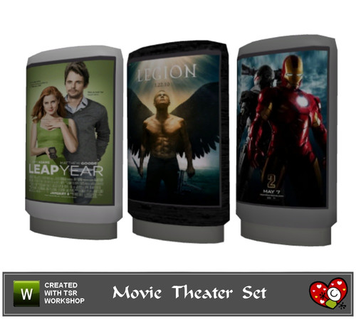 Sims 3 — Movie Theater_Billboard by mensure — Movie Theater_Billboard by mensure. Recolorable two parts with five