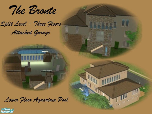 Sims 2 — The Bronte Split Level  by punkymum — Split level home with aquarium pool & attached garage. 3 Levels -