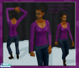 Sims 2 — Purple recolor of Paradise Circus Mesh by DarkMoon689 — Purple recolor, with a diferent jean texture using Flinn