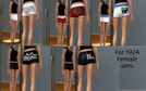 Sims 3 — Drum Corps Shorts YA/A Female by dSamuel589858 — This set comes with 5 shorts each with different logos. There