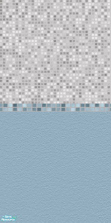 Sims 2 — Seafoam mosaic by jasysboo — Gentle mosaic wall. Tiny silver tiles with a blue mosaic belt top a duck egg blue