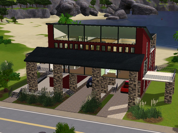 Sims 3 — Beachfront by skagrl7250 — 4 bedrooms, 4 bathrooms, living room, family room.