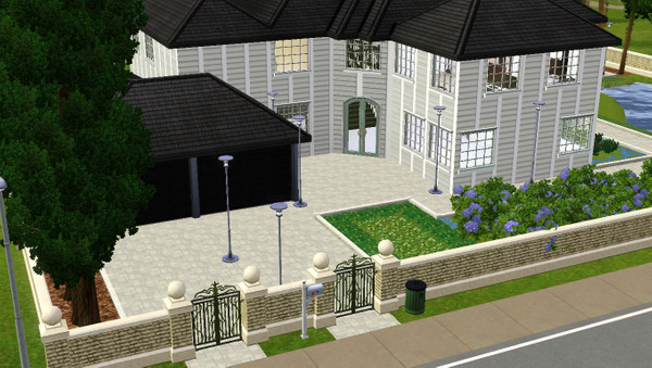 Sims 3 — White Manor by L1VER — Master bedroom with en-suite. baby room, outdoor kitchen and dining area, small hobby