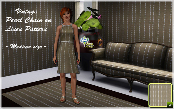 Sims 3 — Vintage Pearl Chain MEDIUM by Uma Design — Plain can be pretty! This natural linen with vintage pearl chain