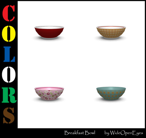 Sims 3 — Colors Single Bowl by wideopeneyes — This is a bowl with three recolorable parts for you to leave around your