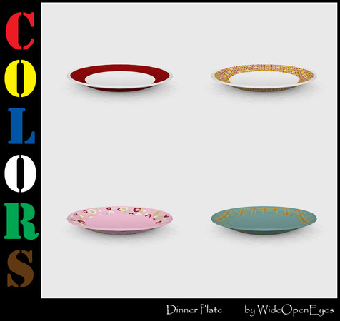 Sims 3 — Colors Single Plate by wideopeneyes — A plate with two recolorable parts to add some clutter to your kitchens