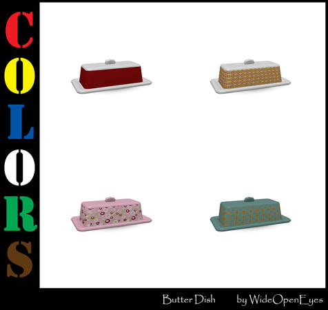 Sims 3 — Colors Butter Dish by wideopeneyes — This is a clutter item to dress up your kitchens and dining tables. It has